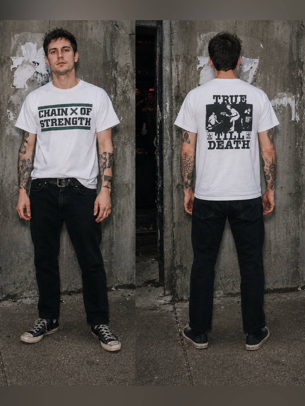 Chain of Strength True Till Death Hardcore Band Graphic T-Shirt White Tee
